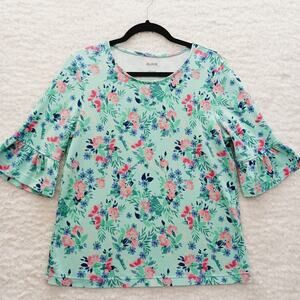 T-Shirt Mint Ruffle Bloomcore Soft Girl Cottagecore Coastal Grandma Floral Sz M